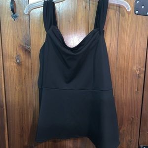 Off the shoulder solid black peplum top